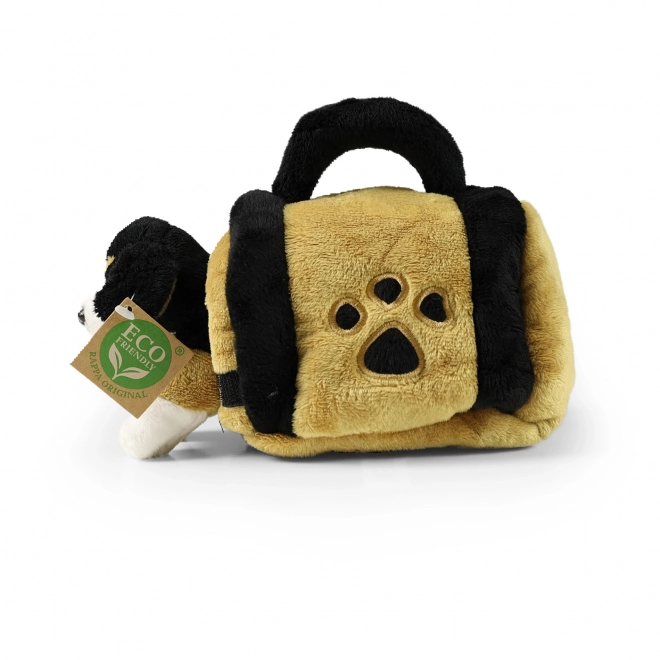 Chien en peluche Bouvier bernois dans transporteur éco-responsable 15 cm