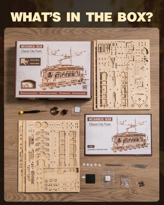 Puzzle mécanique en bois 3D RoboTime Tramway