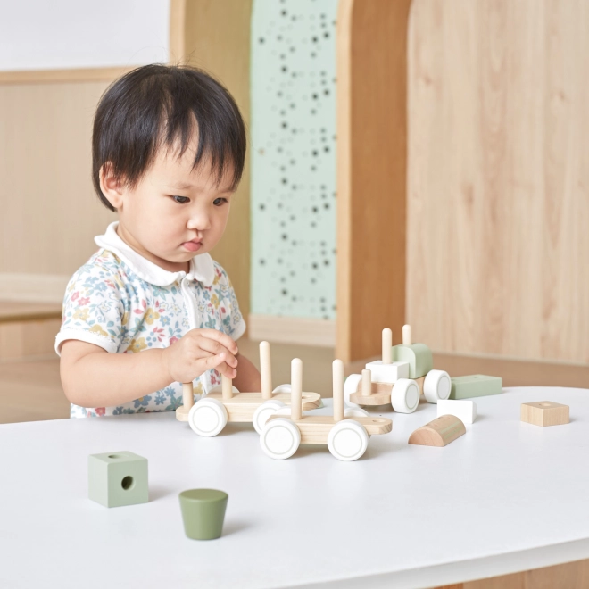 Train en bois Polar B avec wagons et blocs