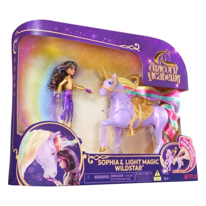 Licorne lumineuse et figurine Sophia & Wildstar