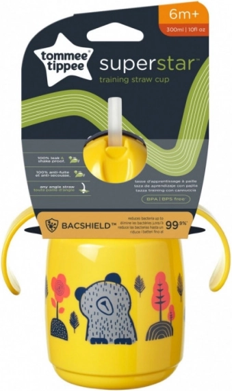 Tommee Tippee gobelet d’entraînement jaune avec paille pour enfants 300 ml