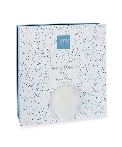 Ensemble-cadeau bleu Doudou - lapin avec couverture