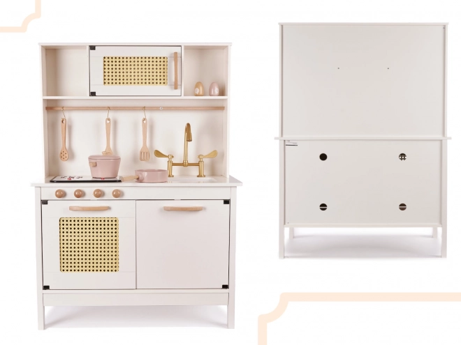 Cuisine rétro en bois pour enfants avec accessoires Boho