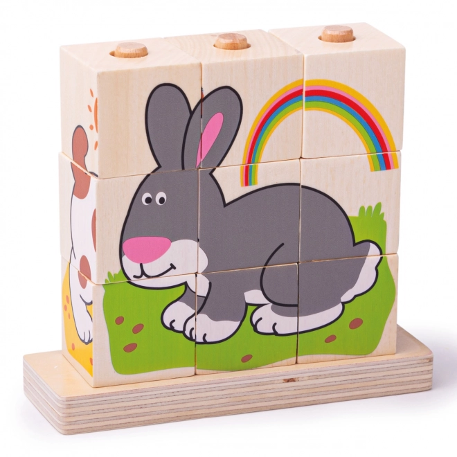Cubes d'empilage Bigjigs Baby Animaux