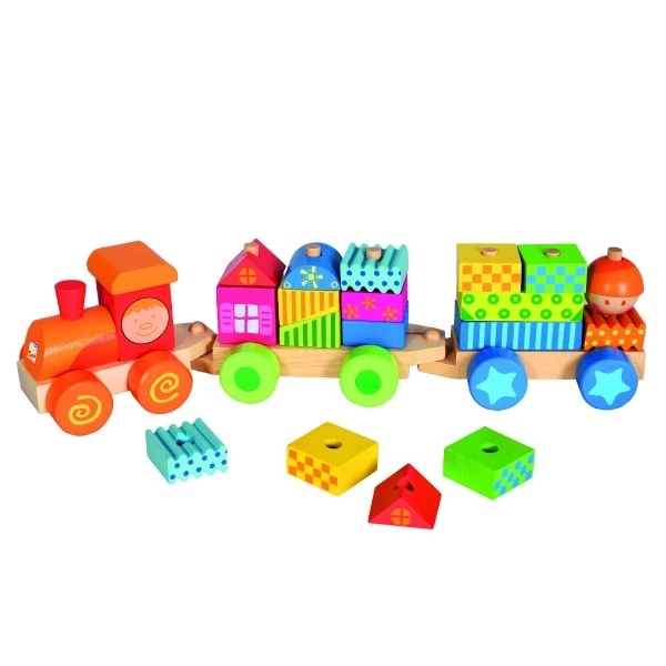 Train en bois avec maisons 21 pièces