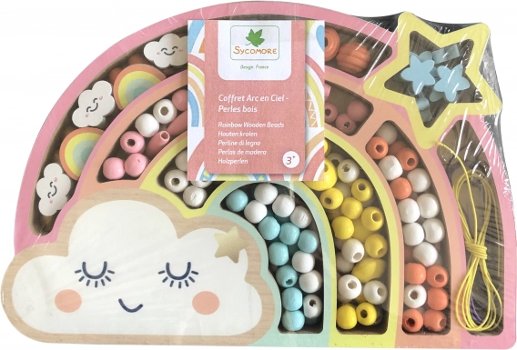 Perles pastel en bois Arc-en-ciel