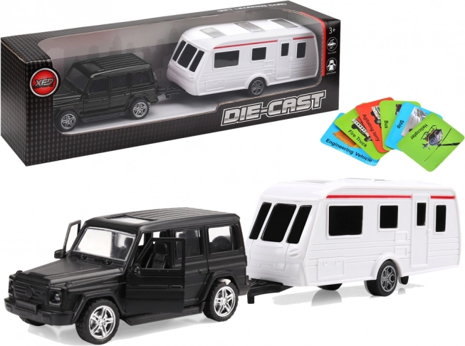 Ensemble Jeep et caravane avec éléments métalliques