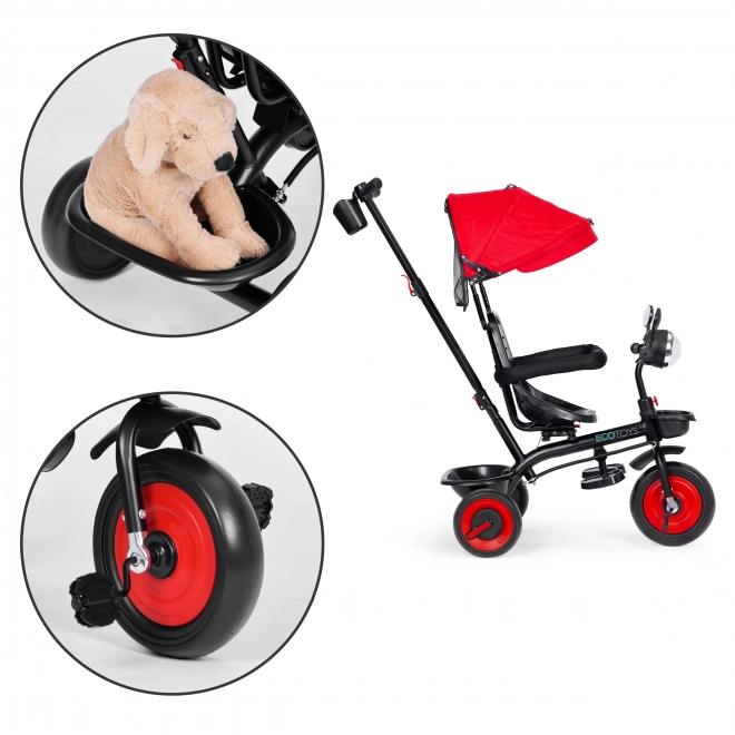 Tricycle 3en1 avec siège pivotant et auvent rouge ECOTOYS