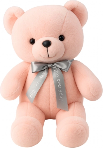 Ourson en peluche rose avec nœud