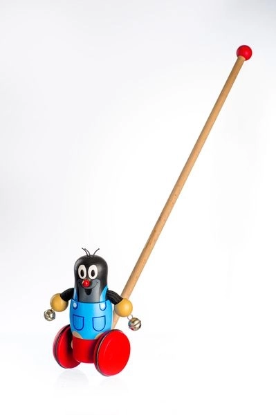 Pousseur sur bâton avec Krteček et grelots - 55 cm