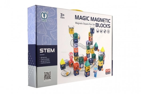 Circuit à billes magnétique avec figurines en plastique 102 pièces dans une boîte de 49x35x9cm