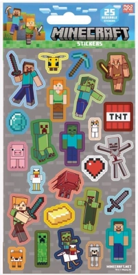 autocollants Minecraft gris, 25 pcs