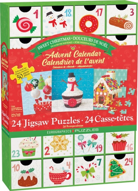 Calendrier de l'Avent avec puzzle Eurographics 24 x 50 pièces – Douceurs de Noël