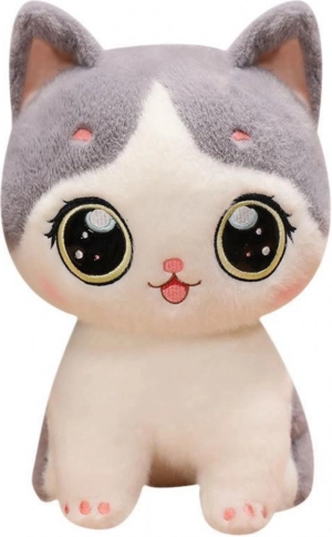 Peluche chat gris-blanc 21 cm
