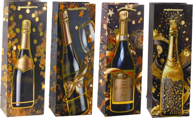 Sac cadeau en papier pour bouteille de champagne 35 × 12 × 9 cm