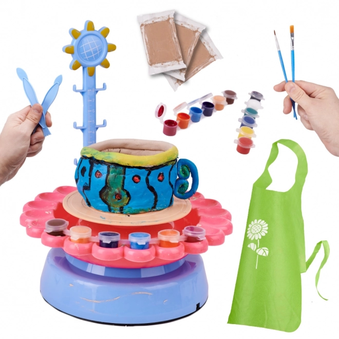 Tour de potier en céramique avec argile et couleurs 600 g
