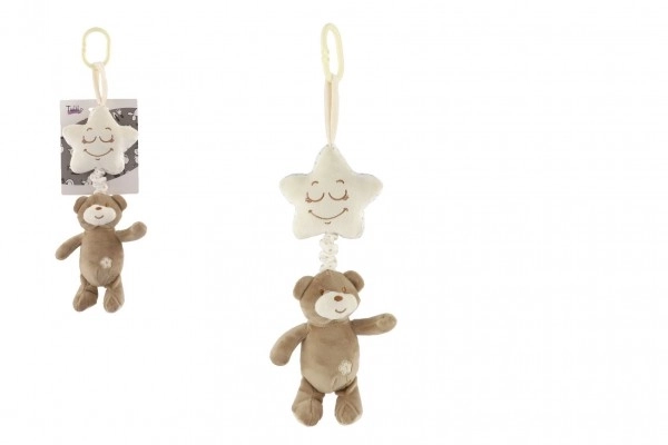 Ours en peluche avec étoile à suspendre sur lit/calandre boîte à musique à remonter 36cm sur carte dans un sac 0+