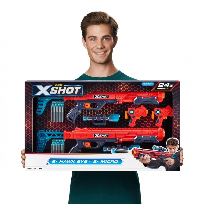 Ensemble de blasters X-Shot Excel Hawk Eye et Micro