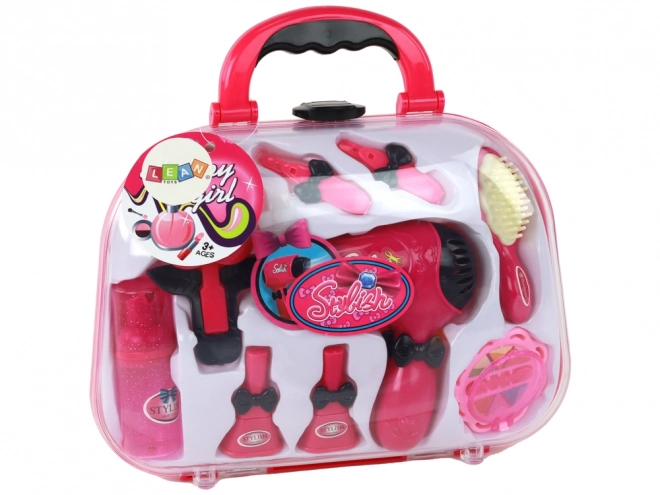 Valise rose élégante pour enfants avec accessoires cosmétiques
