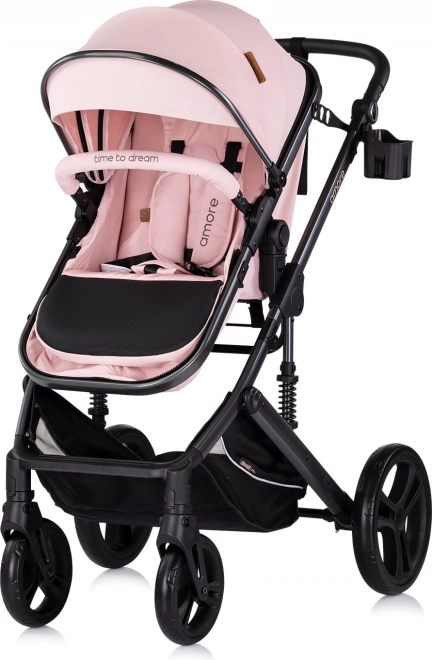 Poussette combinée Amore 2en1 rose guimauve