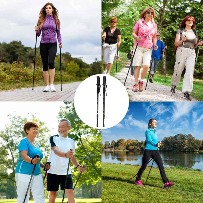 Bâtons de trekking pliants Nordic Walking, noirs, 2 pcs