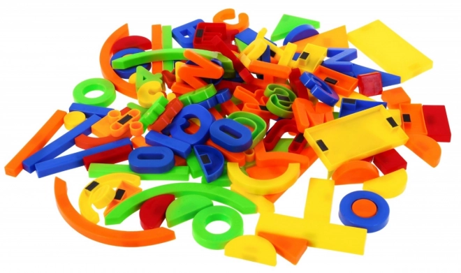 Ensemble de magnets colorés Nombres, lettres et formes - 128 pièces