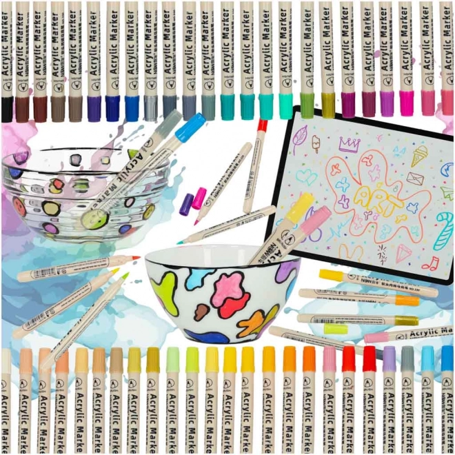 Marqueurs acryliques imperméables pour tissus et pierres, ensemble de 48 pcs