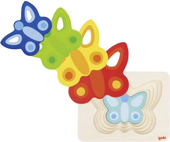 Goki puzzle à encastrement superposé papillon