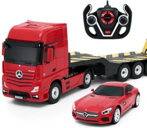 camion rc mercedes-benz actros avec remorque et mercedes-benz amg gt