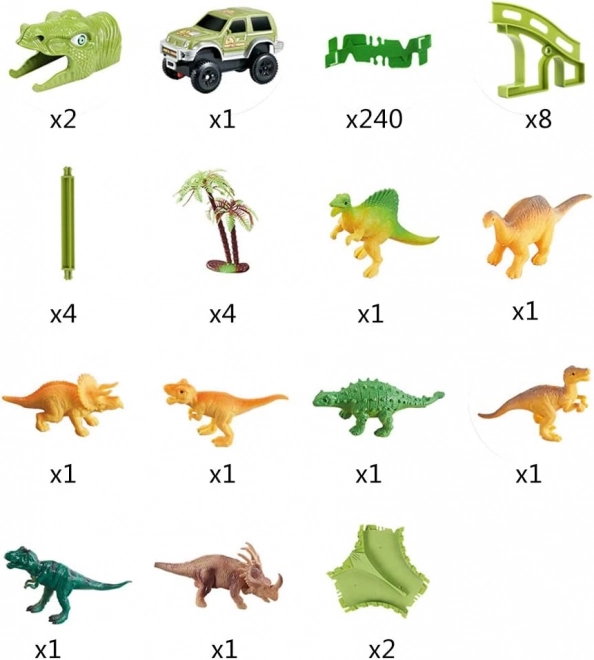 Circuit auto dinosaure flexible 240 pièces