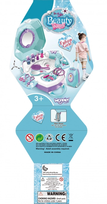 Coiffeuse pour filles 2 en 1 Beau salon WOOPIE dans une valise