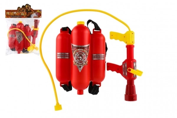 Pistolet à eau de pompier avec réservoir dorsal en plastique dans un sac 34x48x7cm
