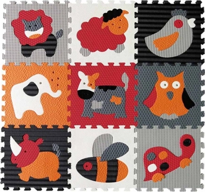 BABY GREAT Puzzle en mousse Animaux gris-rouge SX (30x30)