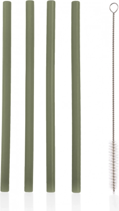 Pailles en silicone 4 pcs, Vert Forêt