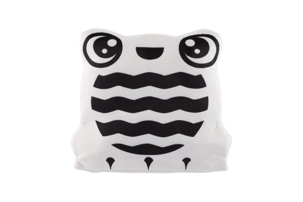 Coussin en peluche 35x30cm noir et blanc en sac 0+