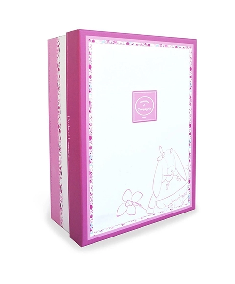 Coffret cadeau Doudou avec lapin en peluche rose
