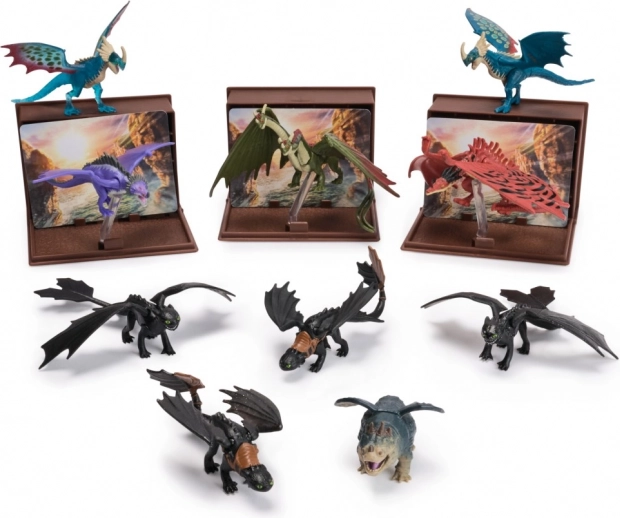 figurines de dragons avec cartes dans le livre de dragons DRAGONS (HOW TO TRAIN YOUR DRAGON)
