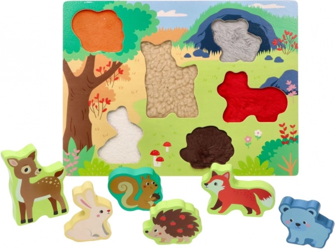 Puzzle tactile 3D en bois Animaux de la forêt