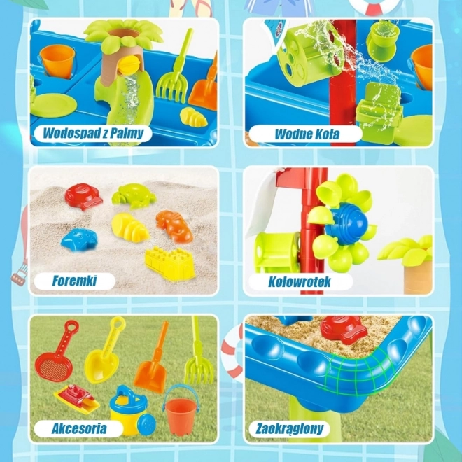 Woopie jouet d’eau de table 2-en-1 bac à sable avec chaise XL Aquapark