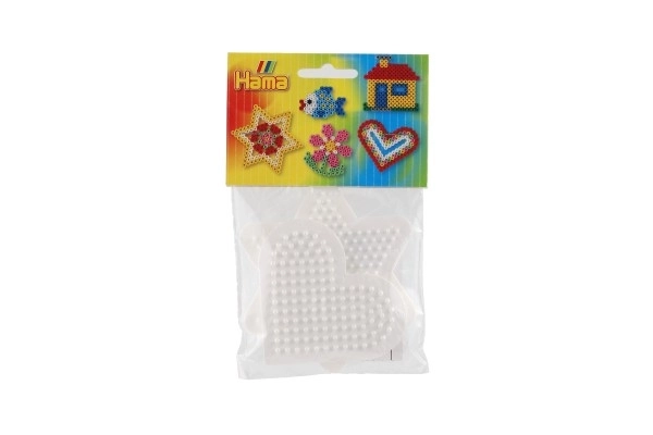 Plaque pour perles à repasser Hama MIDI - étoile, cœur en plastique 2 pièces dans un sachet 9x9cm