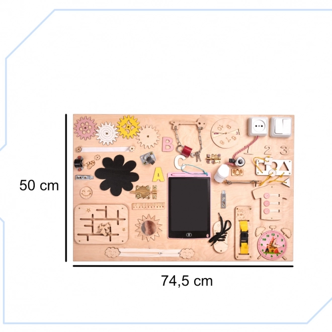 Planche de manipulation en bois horloge rose 75 x 50 cm