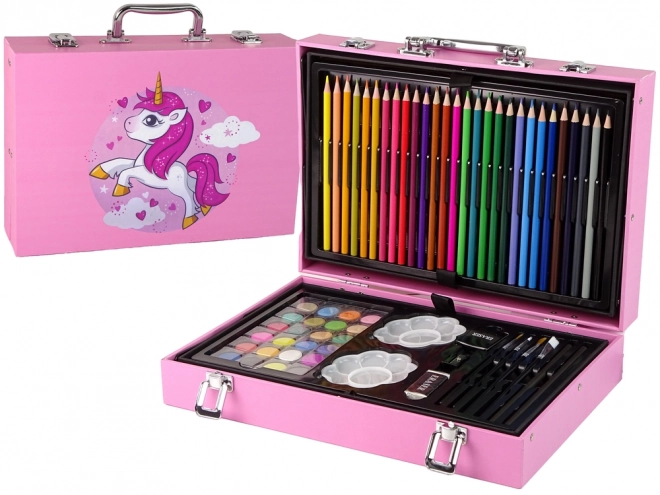 Grande mallette artistique de 145 pièces Licorne rose