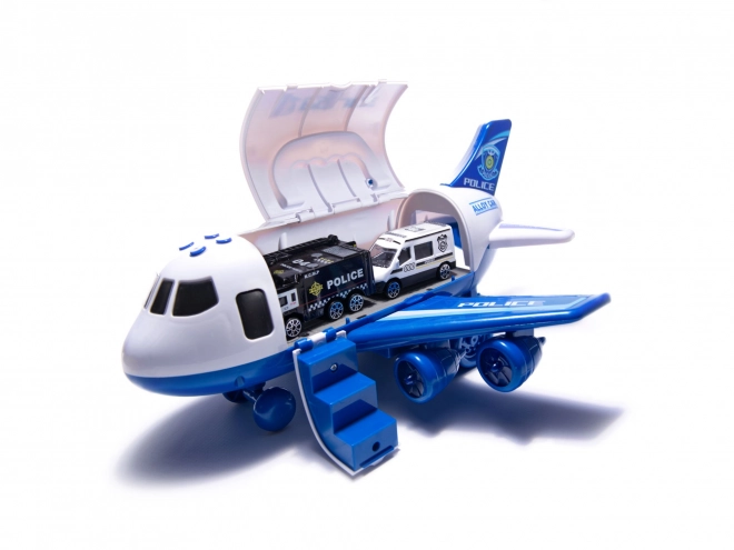 Transporteur d'avion et 3 voitures de police