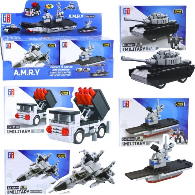 Jeu de construction 2-en-1 véhicules militaires et robot