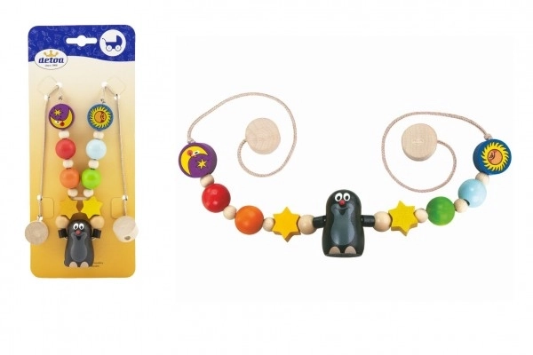 Suspension de poussette Krtek en bois sur carte 10,5x25x4 cm