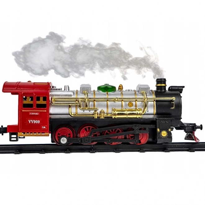 Train électrique classique avec voies et effets lumineux