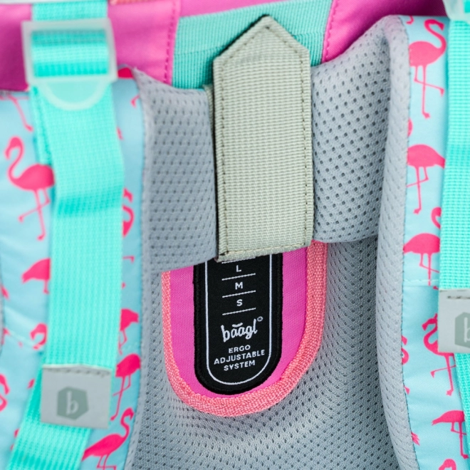 Cartable scolaire avec motif flamant rose