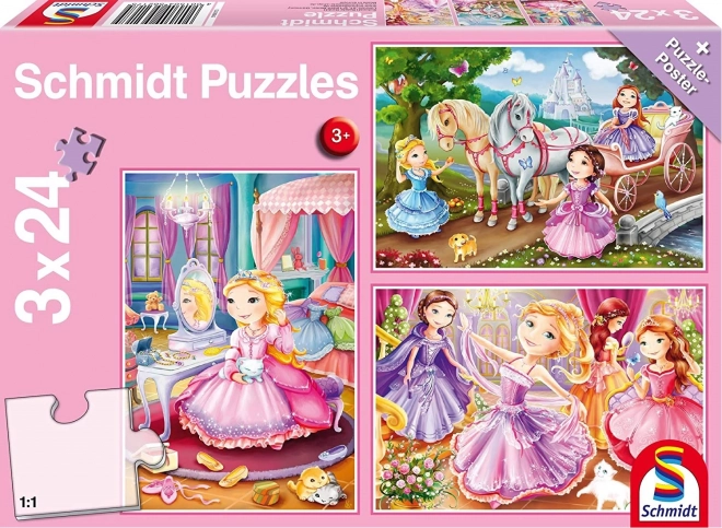 SCHMIDT Puzzle Princesses de conte de fées 3x24 pièces