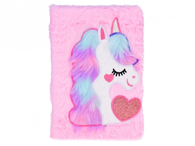 Carnet rose licorne avec cœur scintillant