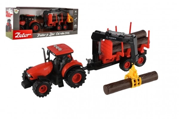 Tracteur Zetor avec remorque et bras de chargement